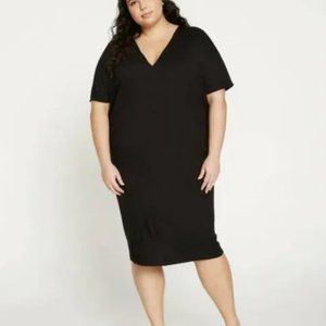 NWT - Universal Standard Teresa Liquid Jersey V-Neck Dress, Black, XS
